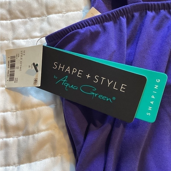 Nwt Shape + Style by Aqua Green Size 8 Angled Skirt Asymmetrical Swim Dress - Picture 5 of 6